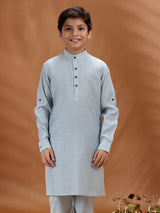 Grey cotton festive kurta for traditional wear