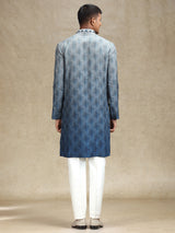 Grey kurta pajama in embroidery and mirror