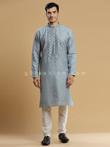 Grey silk kurta suit for festive look