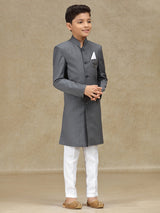 Grey terry rayon reception wear indowestern