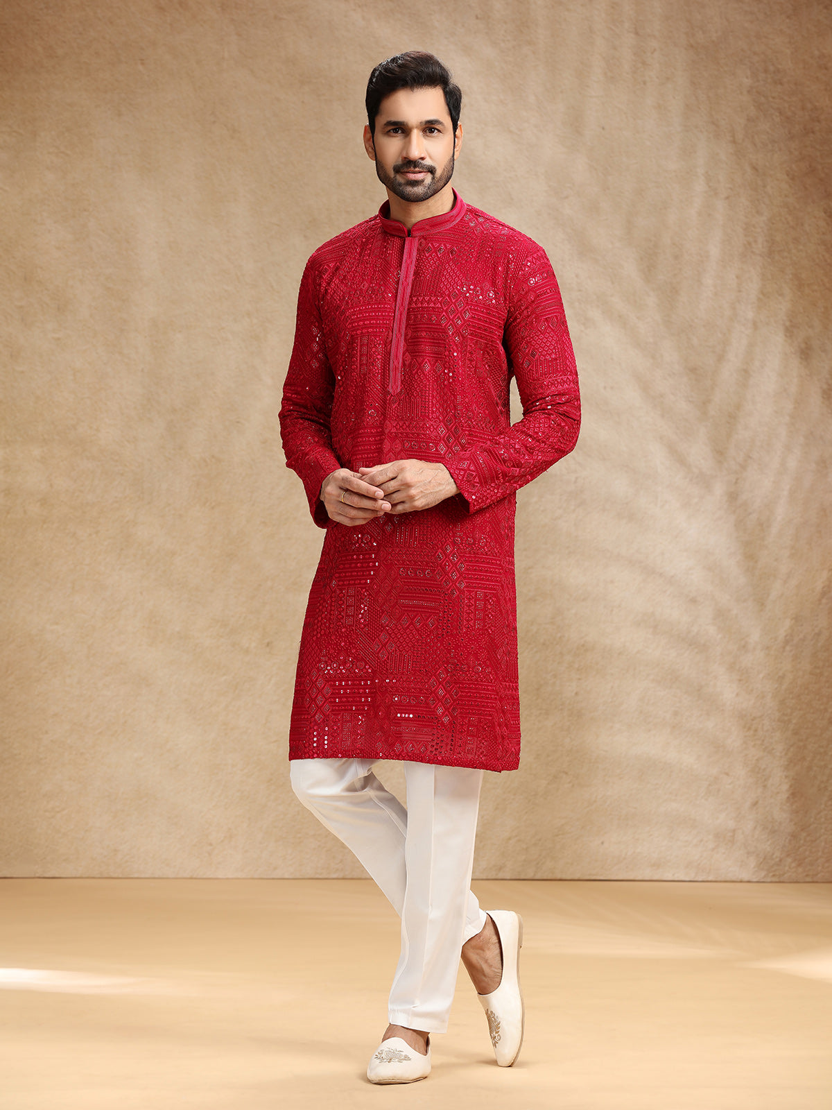 Hot pink georgette kurta pajama