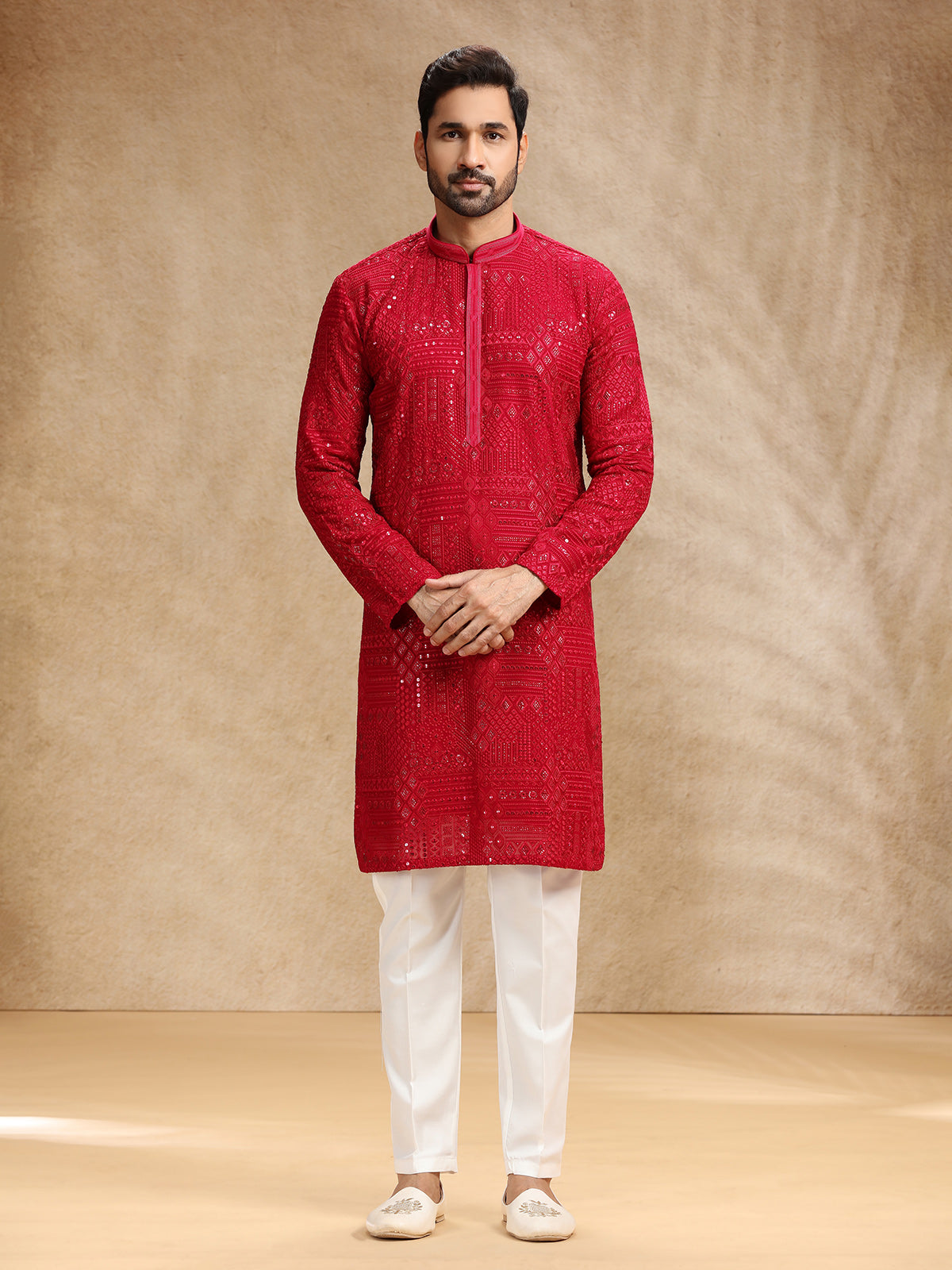 Hot pink georgette kurta pajama