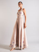 Latest beige silk jump suit