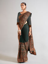 Latest bottle green georgette saree