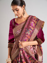 Dark purple silk saree for wedding
