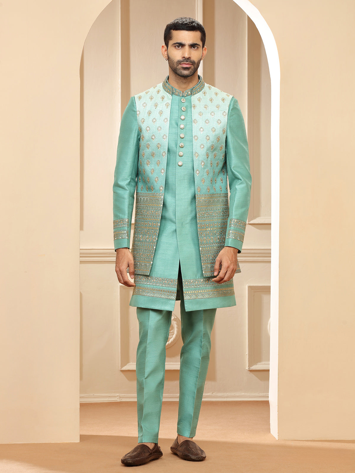Latest mint green indowestern