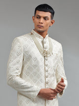 Latest white silk sherwani for groom