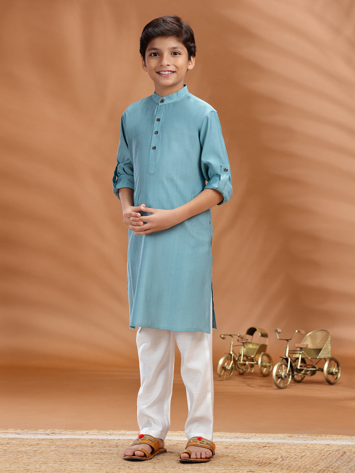 Light blue cotton kurta pant set