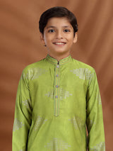 Light green silk kurta suit for boys