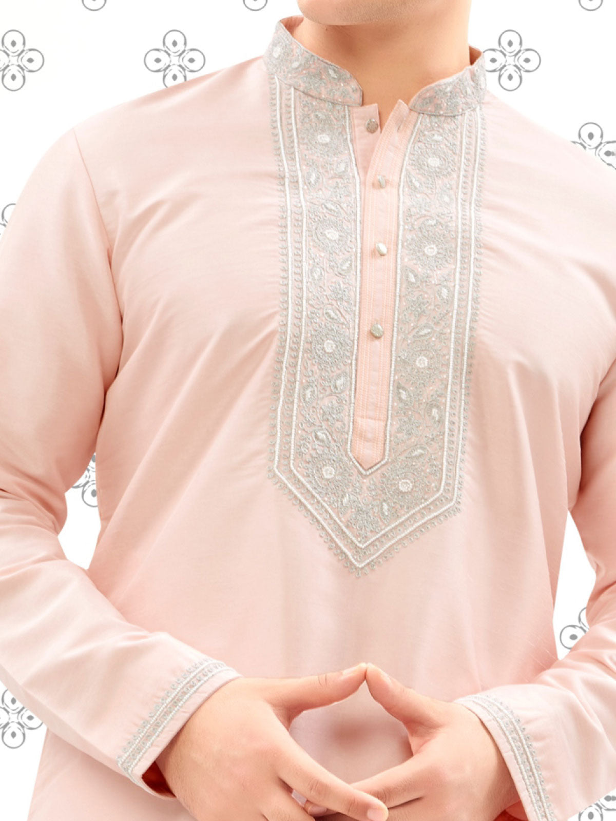 Light pink kurta set with matching bottom