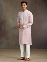 Light pink silk cutdana beaded work kurta suit