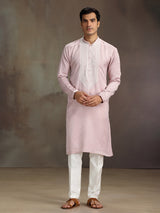 Light pink silk cutdana beaded work kurta suit