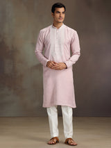 Light pink silk cutdana beaded work kurta suit