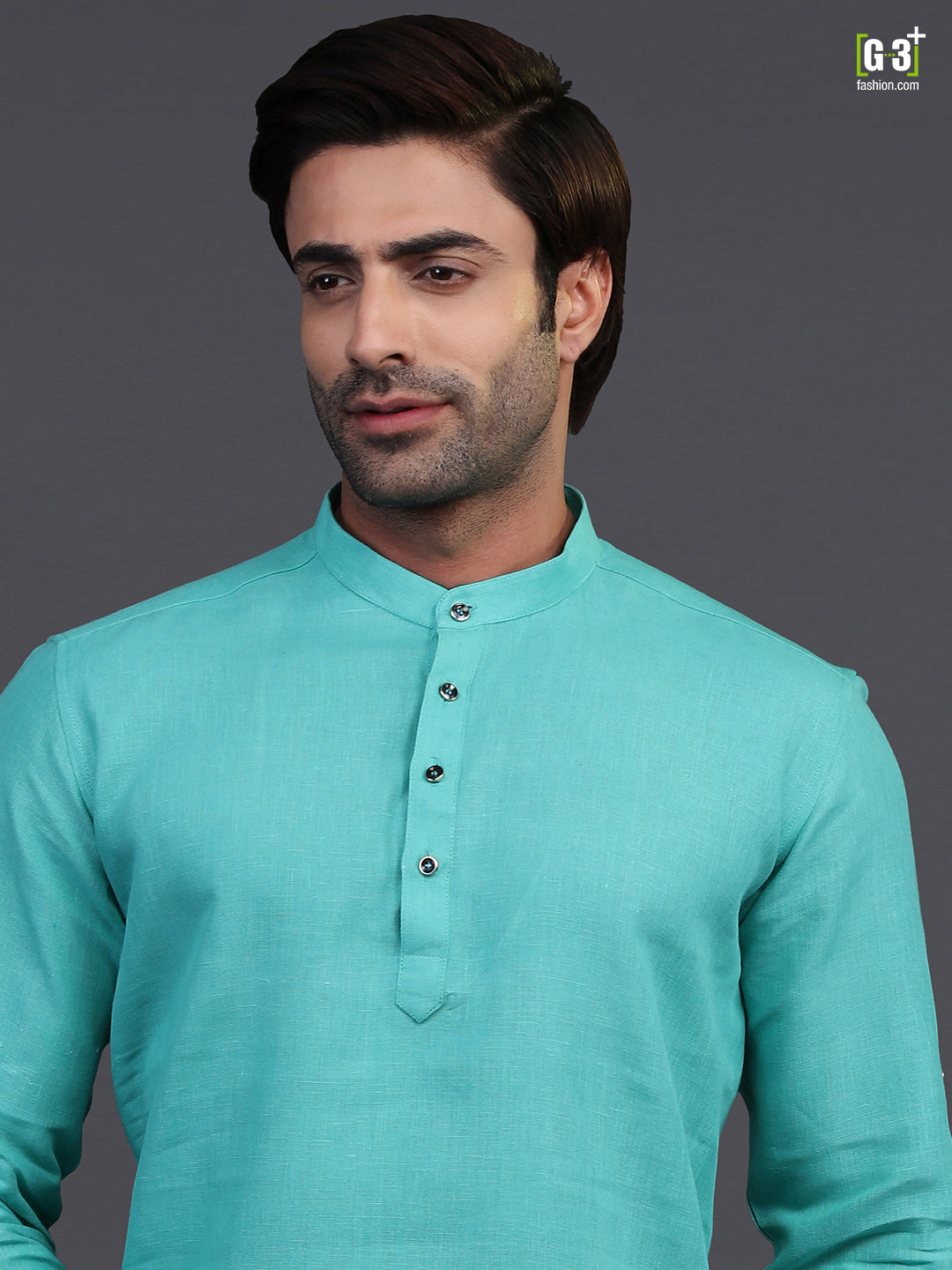 Linen aqua festive kurta suit
