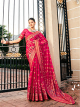 Magenta festive wear georgette saree for women