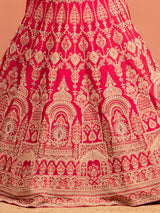 Magenta raw silk bridal lehenga choli with embellishments