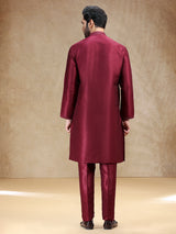 Maroon cotton silk men kurta pajama for men