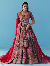 Maroon silk lehenga choli with zardosi diamond grandeur