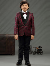 Maroon terry rayon boys coat suit