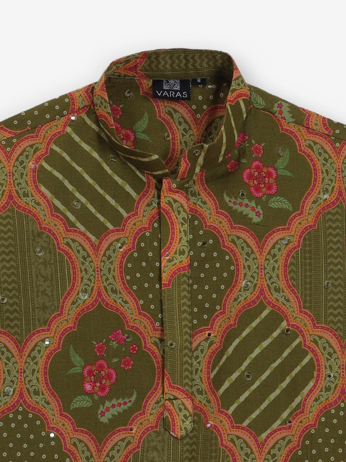 Meadow glow mehendi green aabla silk ensemble
