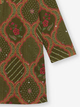Meadow glow mehendi green aabla silk ensemble