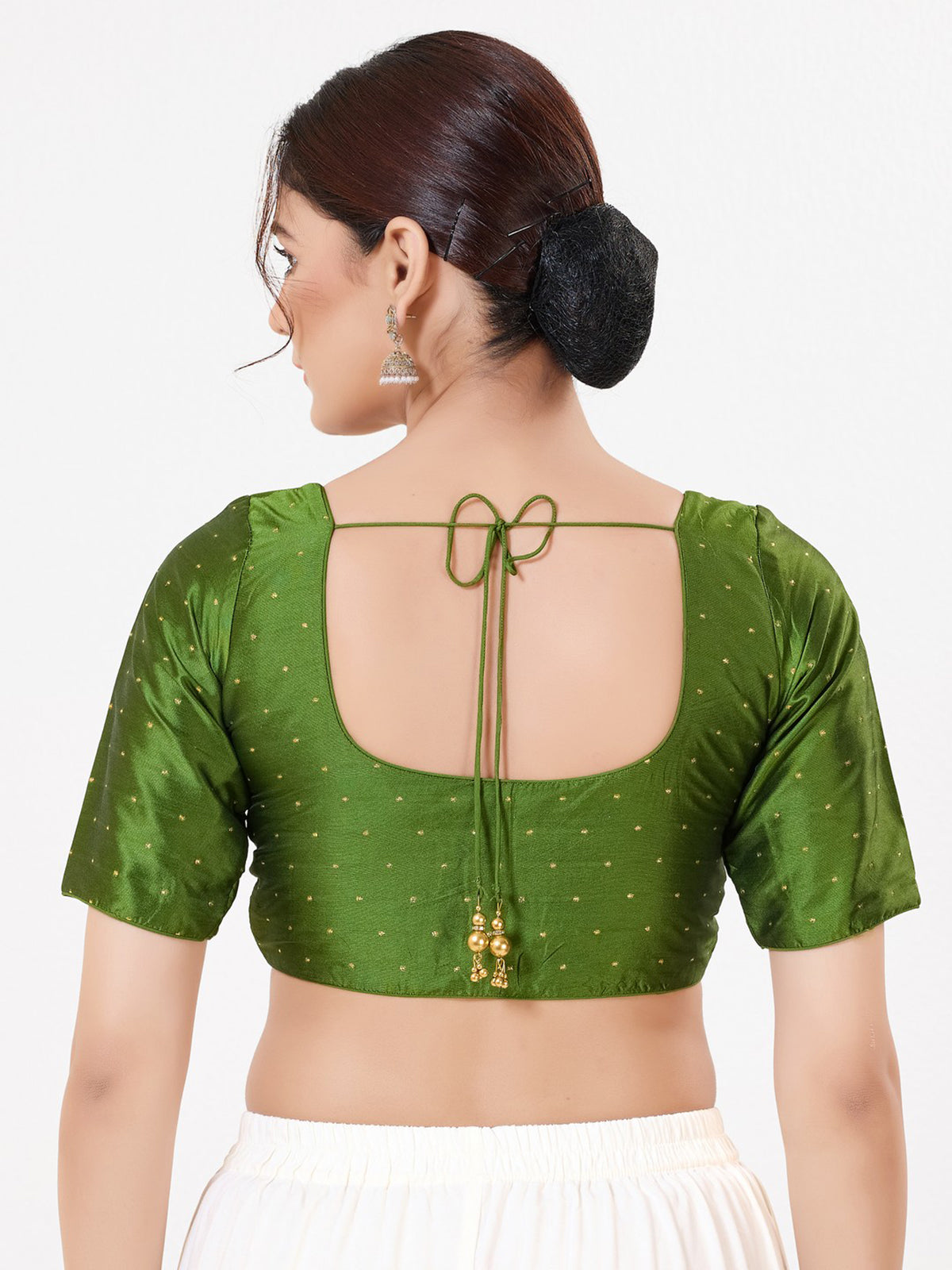 Mehendi green tafeta silk zari work blouse