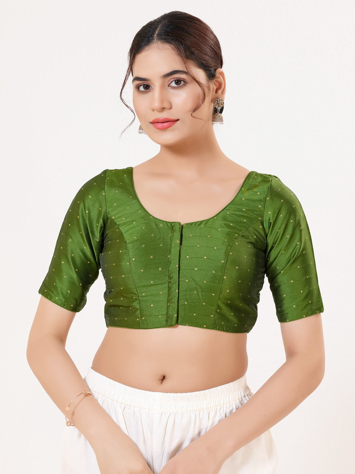 Mehendi green tafeta silk zari work blouse