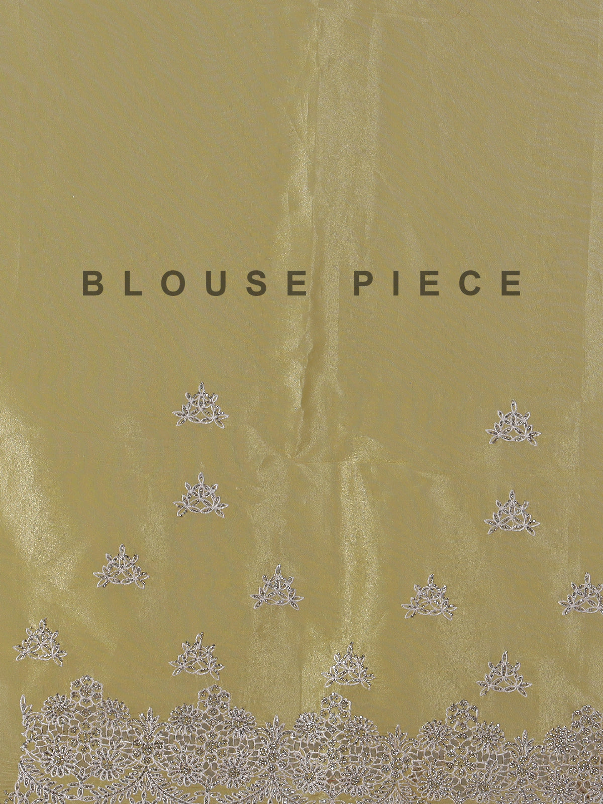 Mehendi yellow tissue silk saree with diamond cutwork