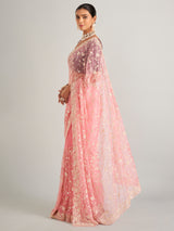 Organza silk light pink  saree