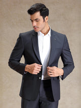 Metalic grey terry rayon blazer and pant set