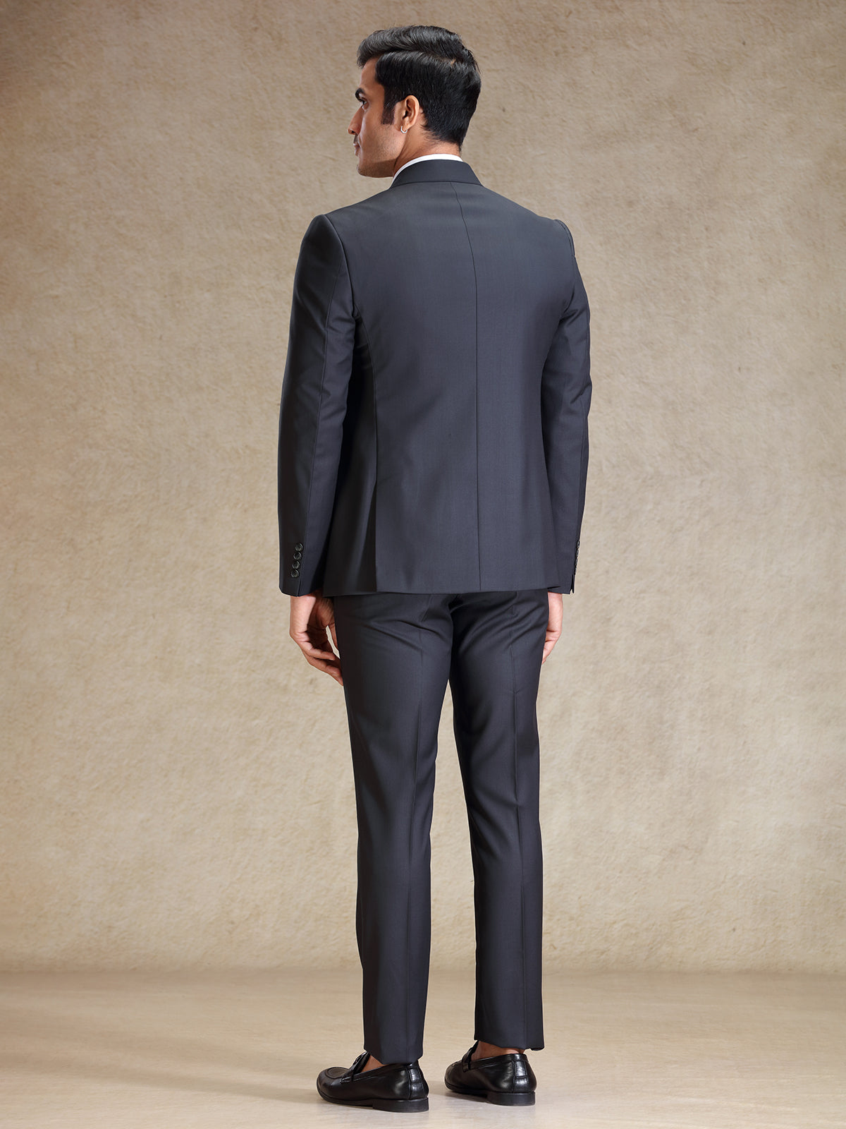 Metalic grey terry rayon blazer and pant set