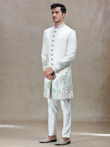Modern charming white long indo-western for wedding