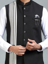 Modern classic black striped waistcoat for men