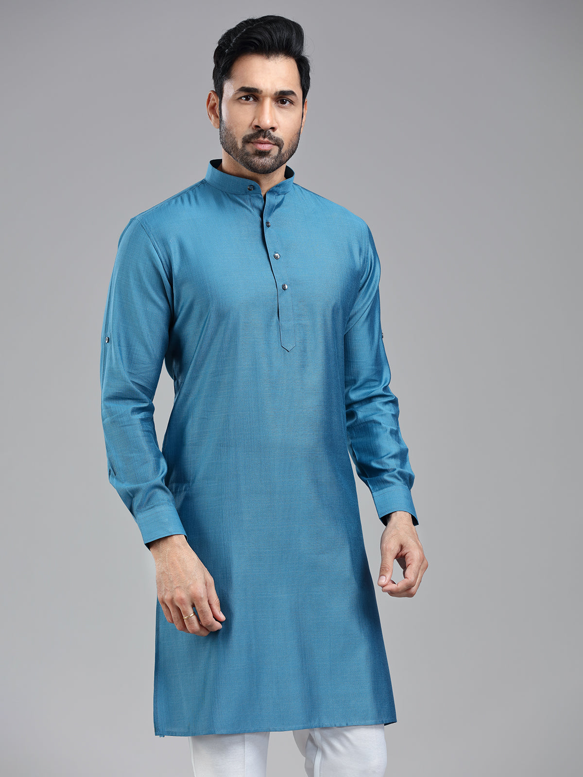 Moonstone blue simple kurta suit for festive