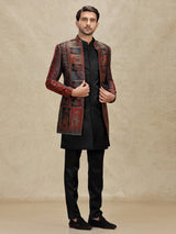 Multi color printed indo western with jackets for mens