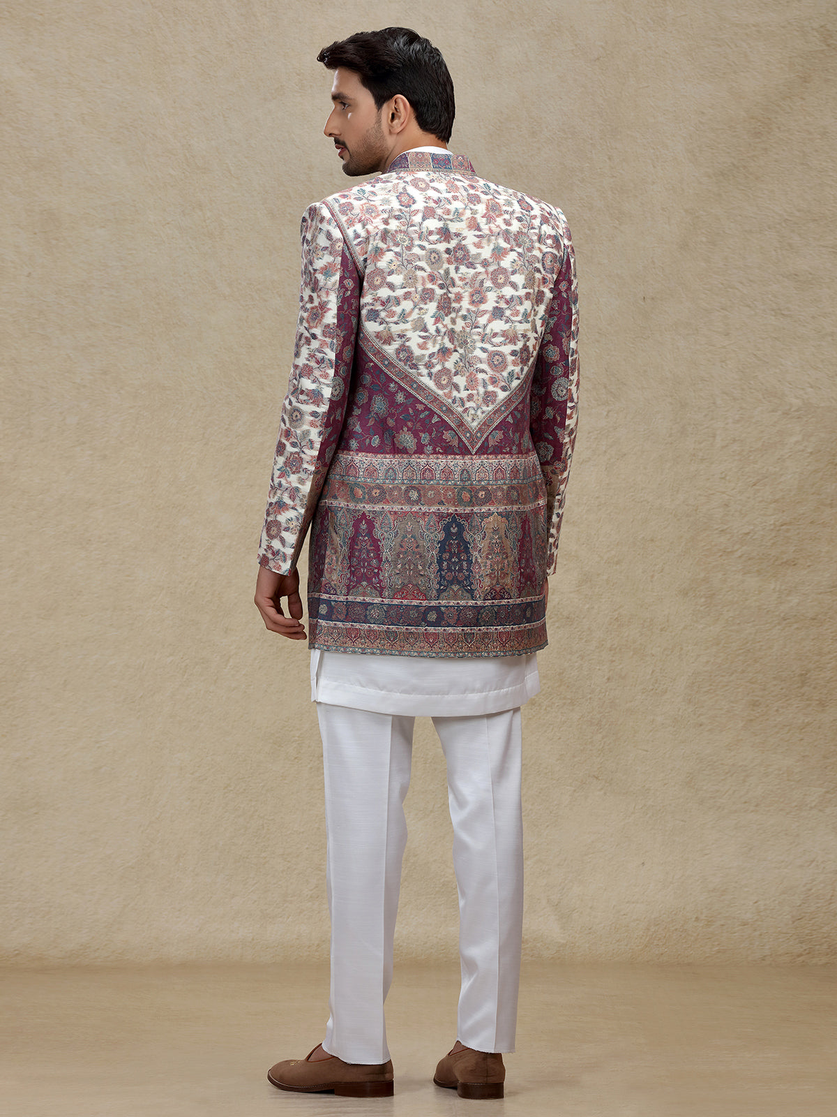 Multicolour silk indo western set with jackets
