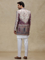 Multicolour silk indo western set with jackets