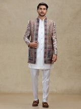Multicolour silk indo western set with jackets