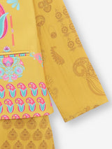 Mustard yellow cotton waistcoat set for boys