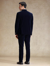 Navy bandh gala velvet jodhpuri suit