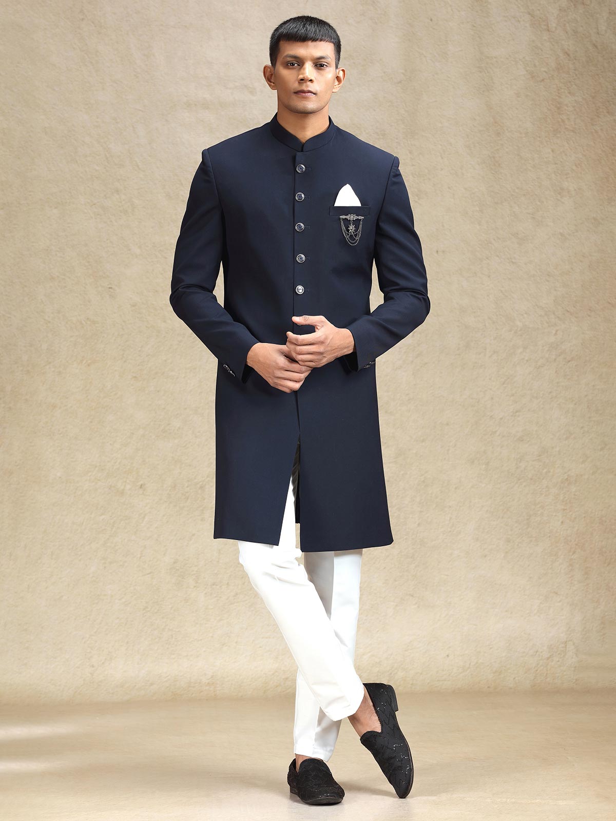 Navy charming indo western for reception