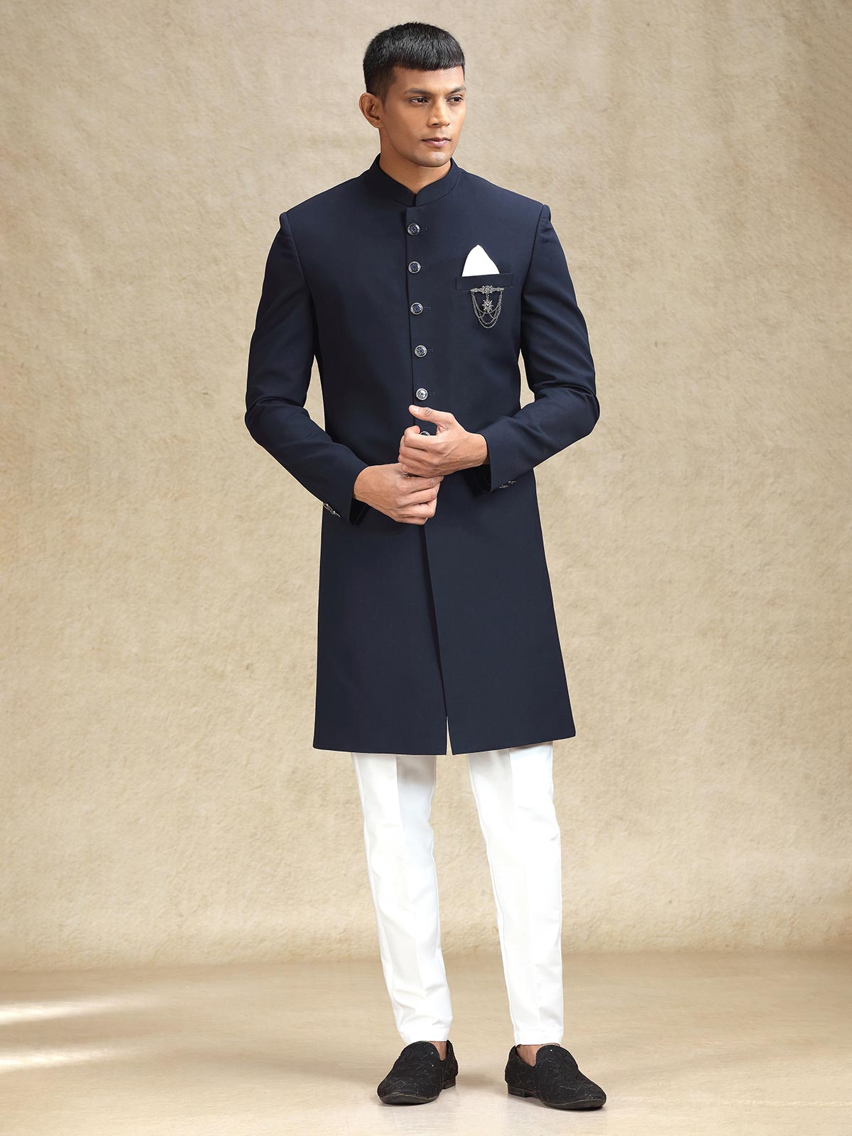 Navy charming indo western for reception