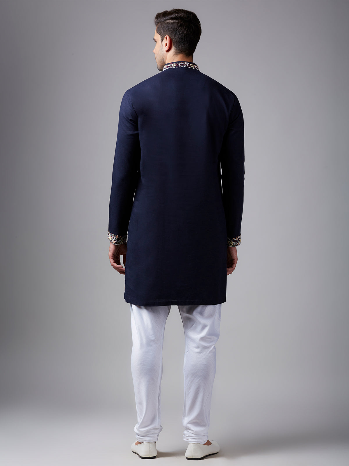 Navy silk handwork kurta suit