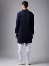Navy silk handwork kurta suit