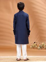 Navy cotton kurta pant set