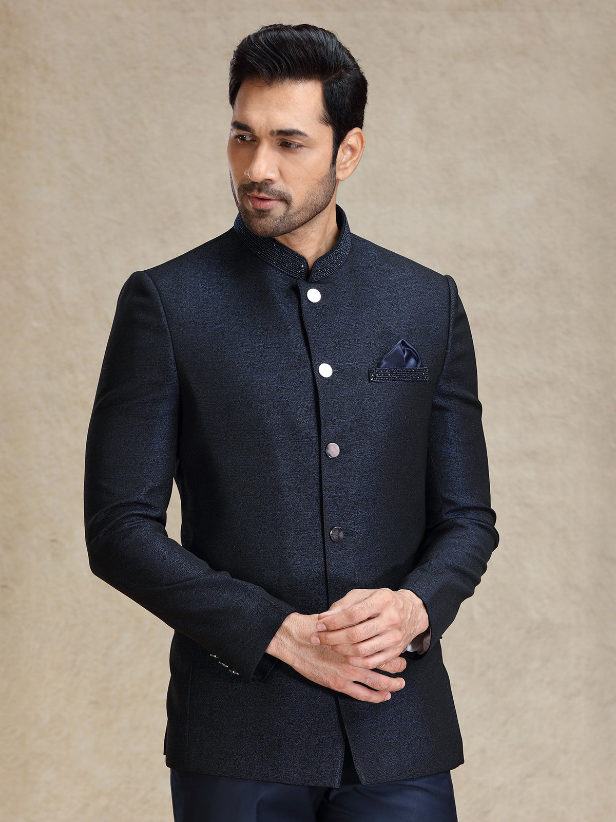 Navy jodhpuri bandh gala jacket suit