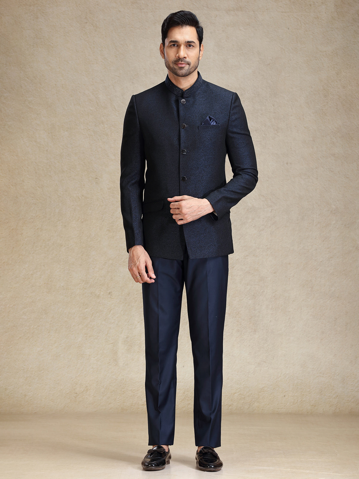 Navy jodhpuri bandh gala jacket suit