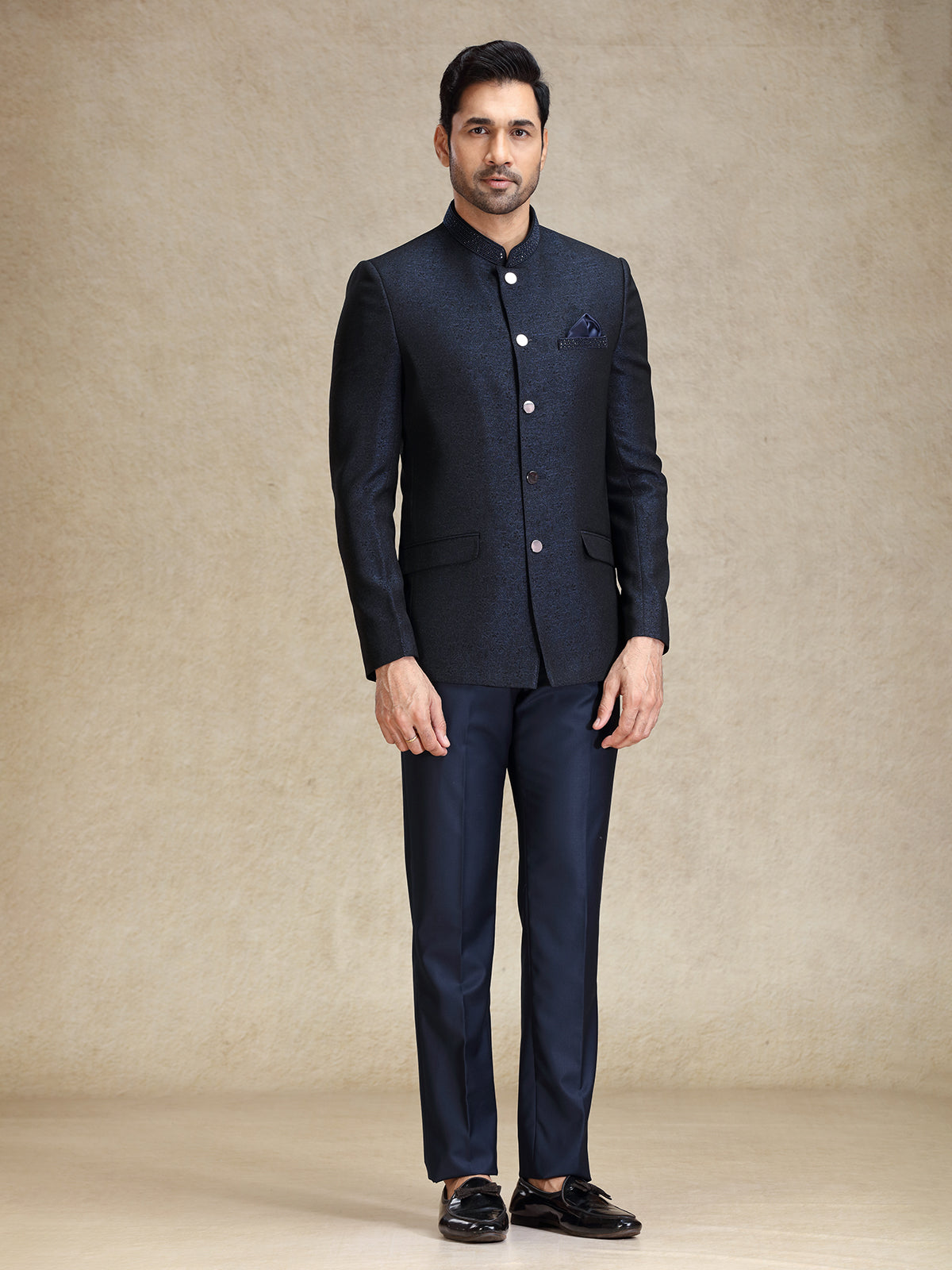 Navy jodhpuri bandh gala jacket suit