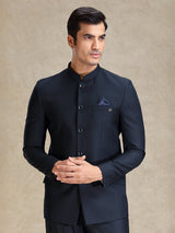 Navy jodhpuri suit in soft terry rayon