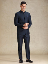 Navy jodhpuri suit in soft terry rayon
